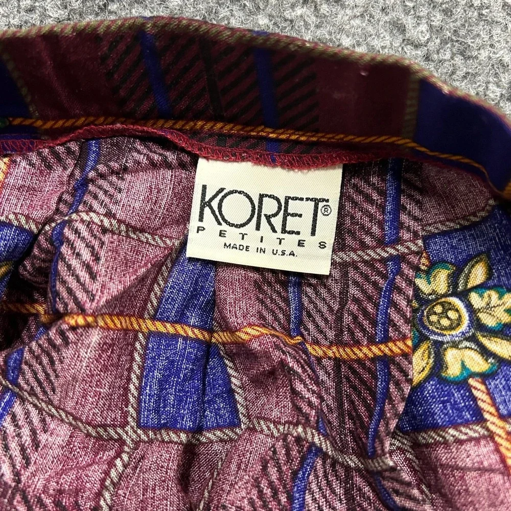 Koret Skirt Womens Size Small Maroon Plaid Gold Chain Tassel USA Vintage Petites
